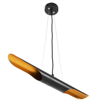 Ceiling Pendant Luminaire Hm4172 Black Metal Tube-2 Bulbs Φ6x60h Cm.