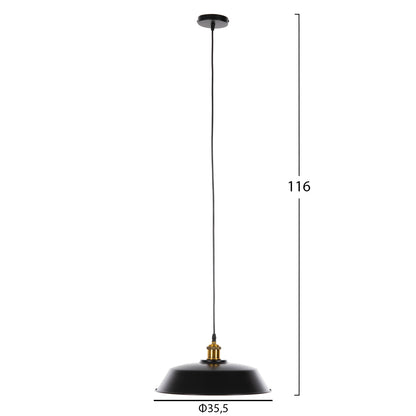 Ceiling Pendant Lamp Hm4174.01 Black Metal Golden Detail On Top Φ35,5x116hcm.