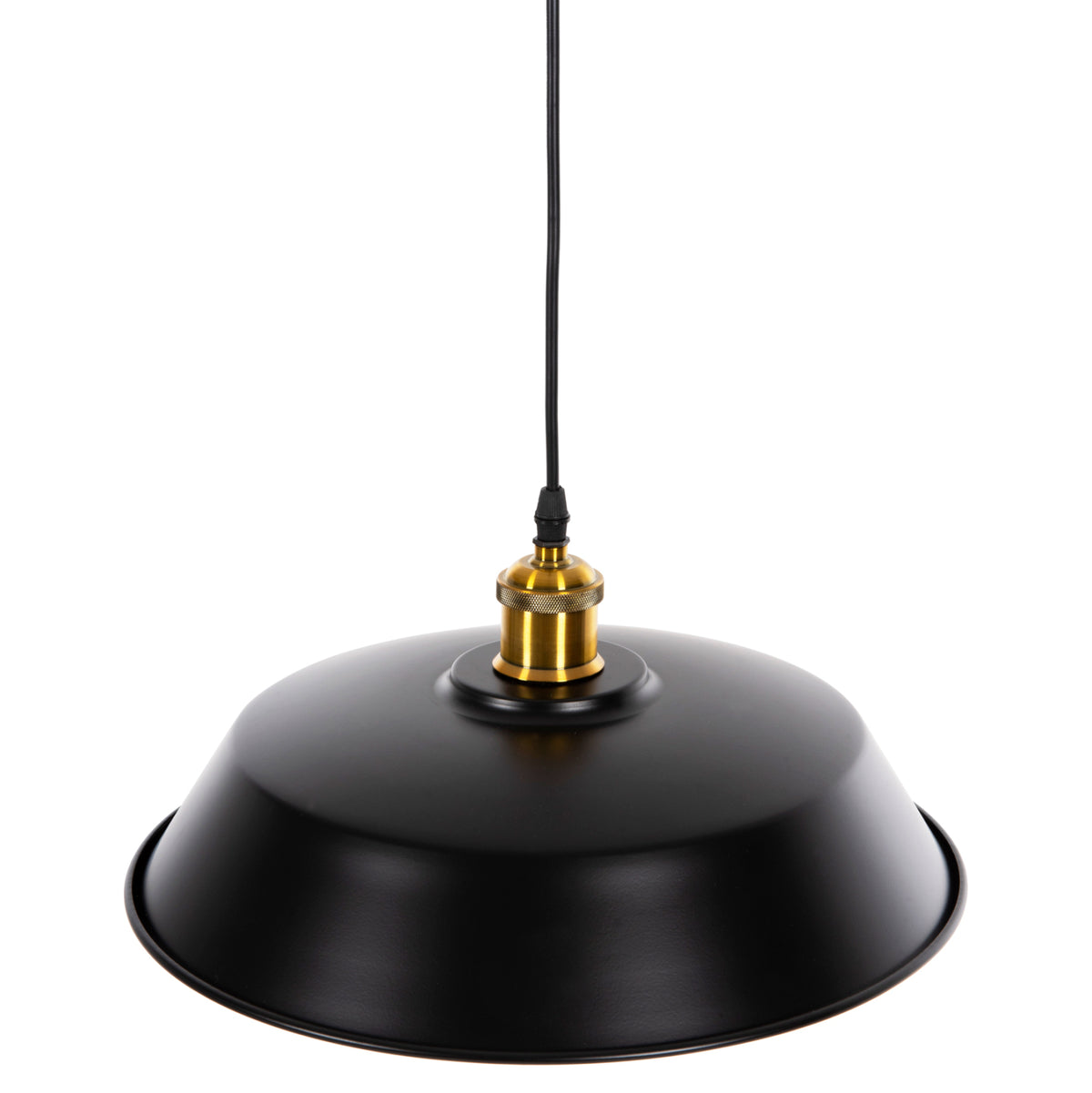 Ceiling Pendant Lamp Hm4174.01 Black Metal Golden Detail On Top Φ35,5x116hcm.