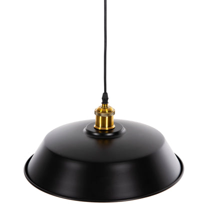 Ceiling Pendant Lamp Hm4174.01 Black Metal Golden Detail On Top Φ35,5x116hcm.