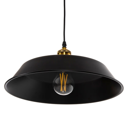 Ceiling Pendant Lamp Hm4174.01 Black Metal Golden Detail On Top Φ35,5x116hcm.
