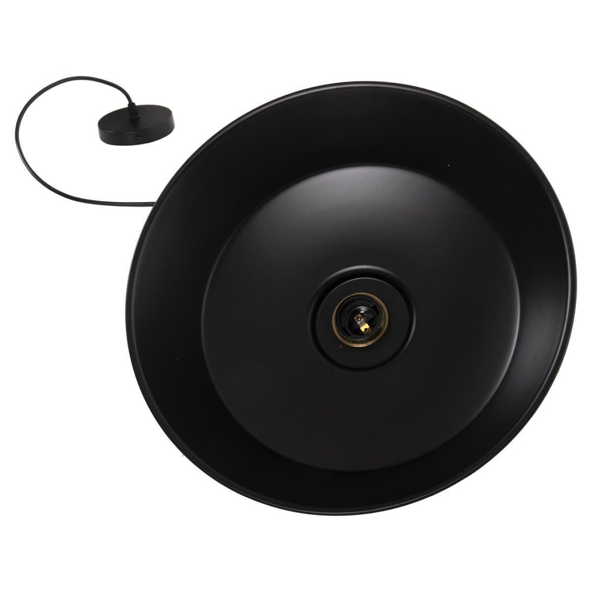 Ceiling Pendant Lamp Hm4174.01 Black Metal Golden Detail On Top Φ35,5x116hcm.