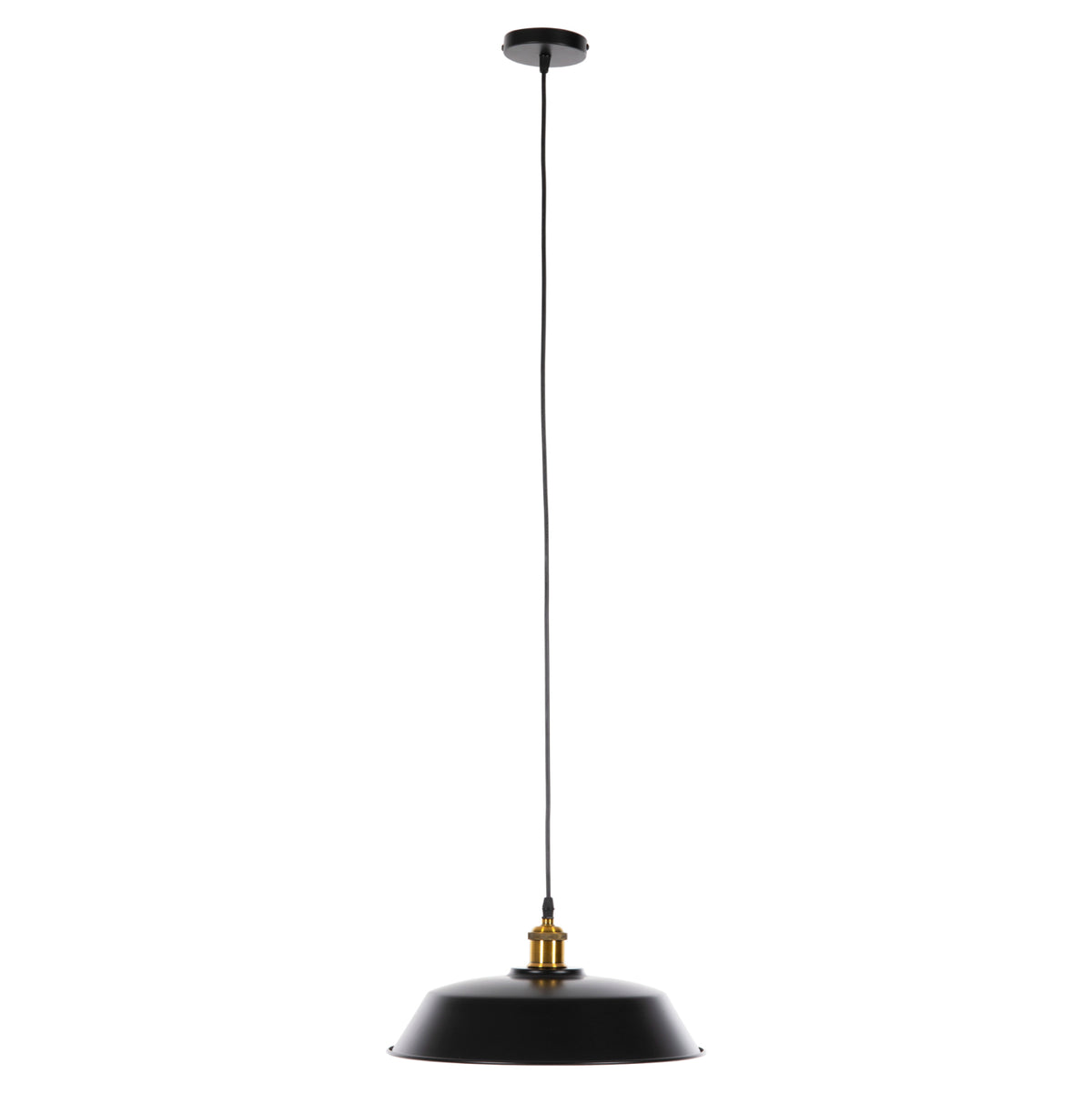 Ceiling Pendant Lamp Hm4174.01 Black Metal Golden Detail On Top Φ35,5x116hcm.
