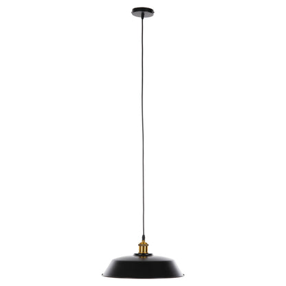 Ceiling Pendant Lamp Hm4174.01 Black Metal Golden Detail On Top Φ35,5x116hcm.