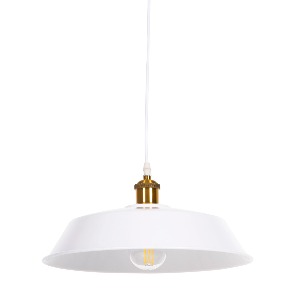 Ceiling Pendant Lamp Hm4174.02 White Metal Golden Detail On Top Φ35,5x116hcm.