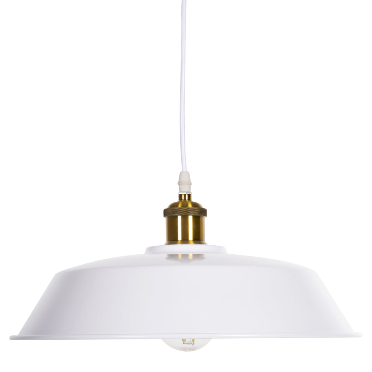 Ceiling Pendant Lamp Hm4174.02 White Metal Golden Detail On Top Φ35,5x116hcm.