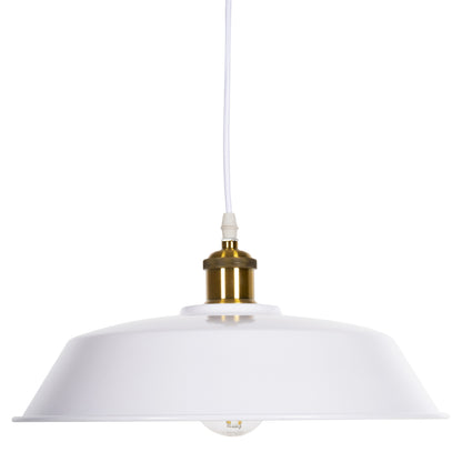 Ceiling Pendant Lamp Hm4174.02 White Metal Golden Detail On Top Φ35,5x116hcm.