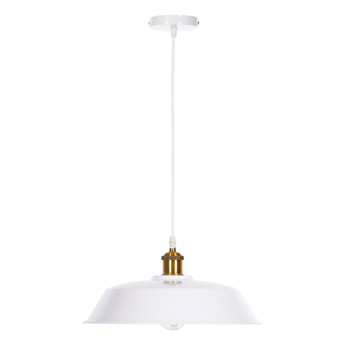 Ceiling Pendant Lamp Hm4174.02 White Metal Golden Detail On Top Φ35,5x116hcm.