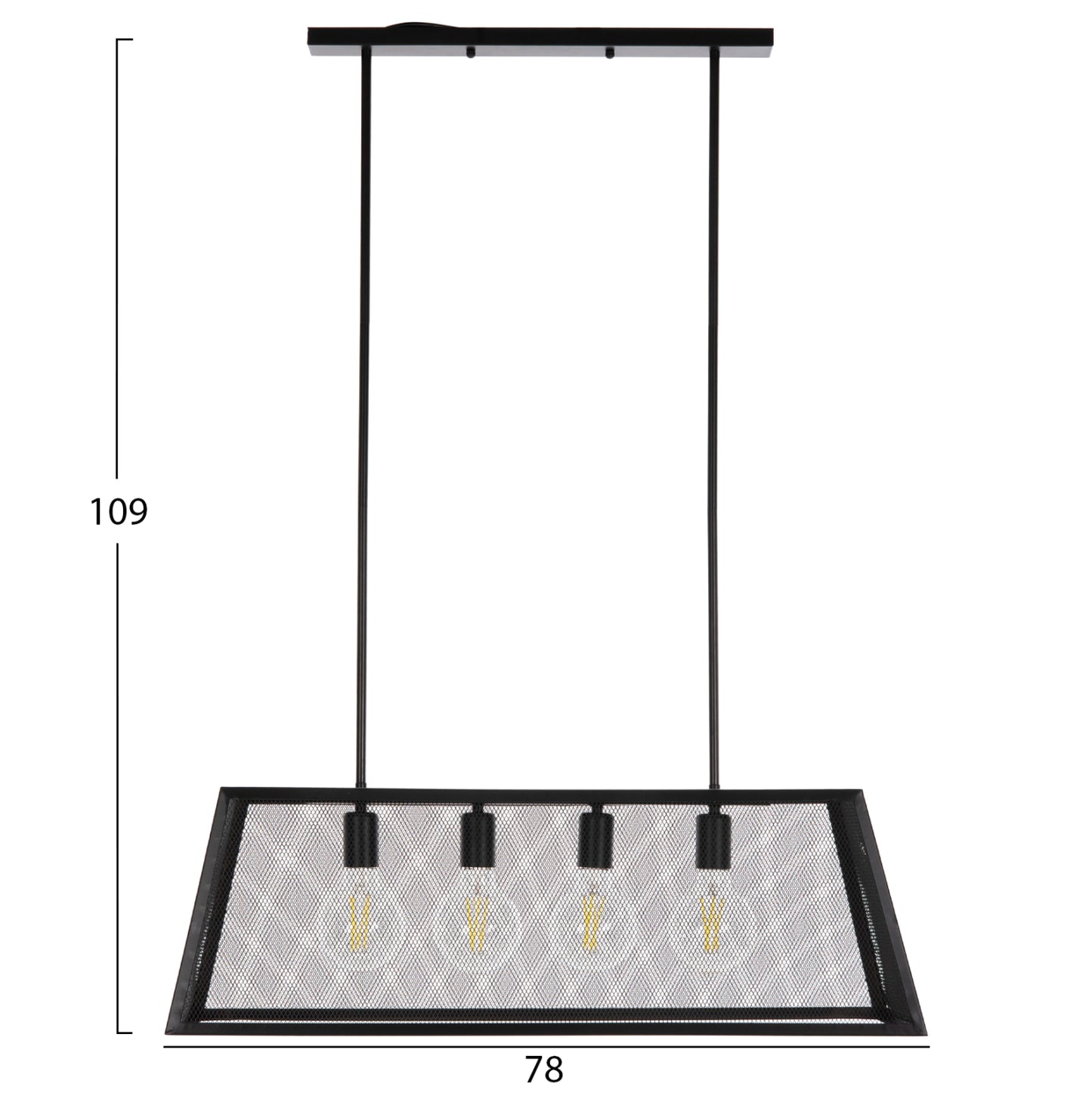 Ceiling Pendant Luminaire Hm4179 Black Metal 4-light 78x30,5x26hcm.