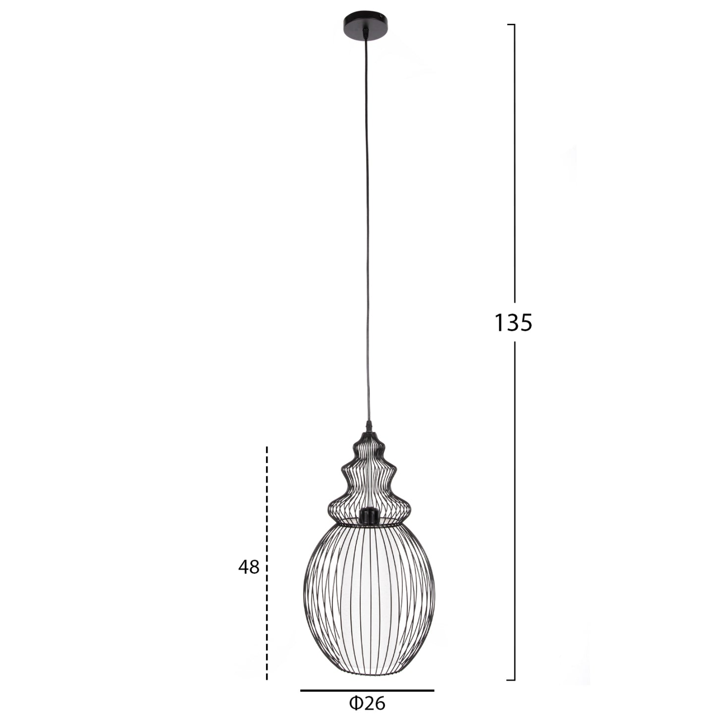 Ceiling Pendant Lamp Hm4184 Black Metal 26x26x125hcm.