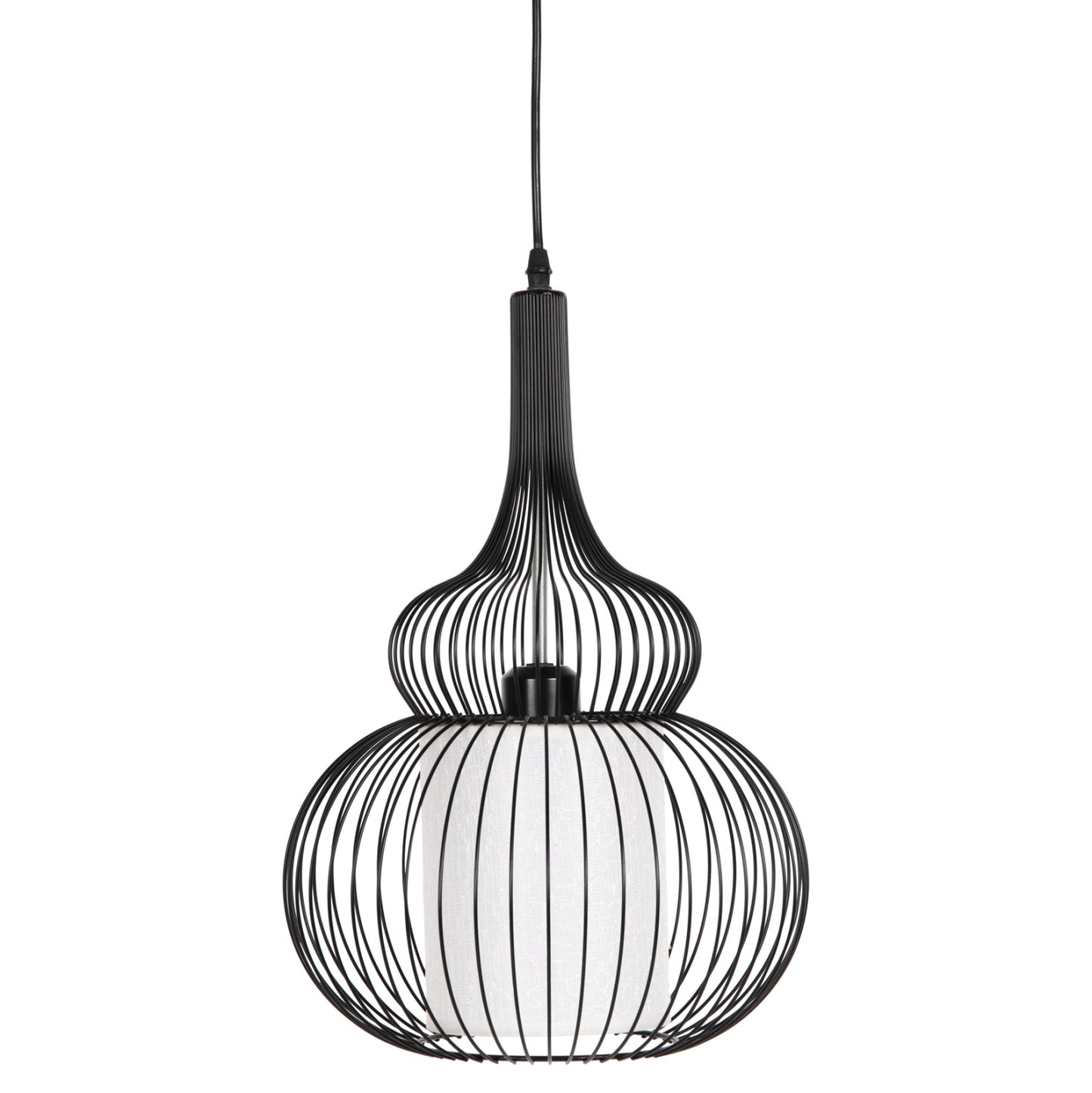 Ceiling Pendant Lamp Hm4185 Black Metal-white Cloth Φ30x115h Cm.