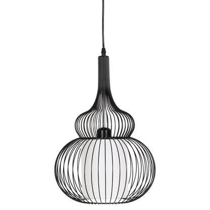 Ceiling Pendant Lamp Hm4185 Black Metal-white Cloth Φ30x115h Cm.