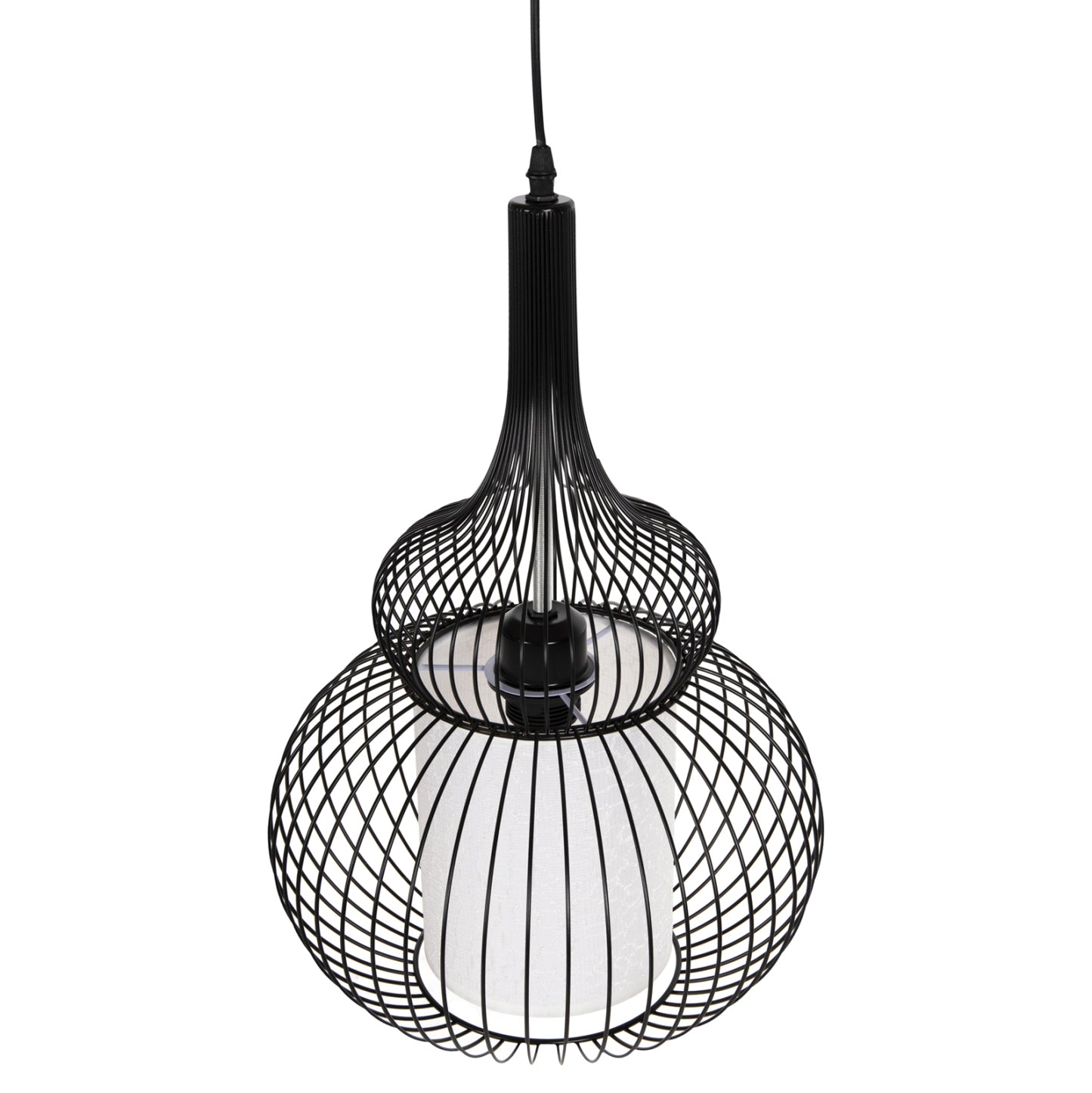 Ceiling Pendant Lamp Hm4185 Black Metal-white Cloth Φ30x115h Cm.