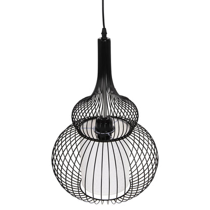 Ceiling Pendant Lamp Hm4185 Black Metal-white Cloth Φ30x115h Cm.
