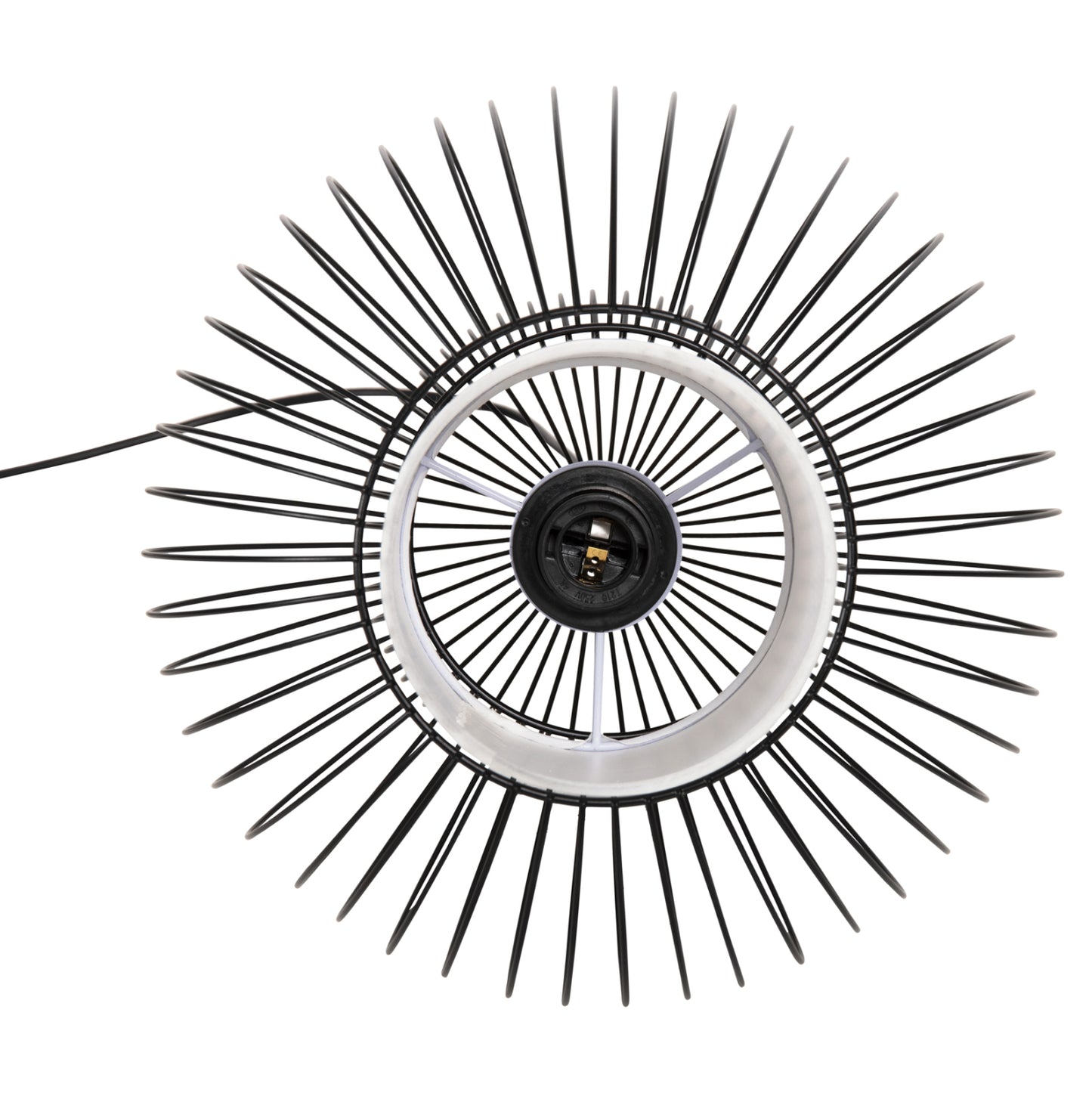 Ceiling Pendant Lamp Hm4185 Black Metal-white Cloth Φ30x115h Cm.