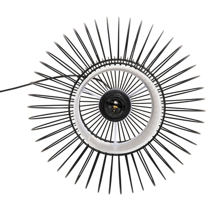 Ceiling Pendant Lamp Hm4185 Black Metal-white Cloth Φ30x115h Cm.