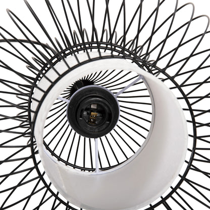 Ceiling Pendant Lamp Hm4185 Black Metal-white Cloth Φ30x115h Cm.