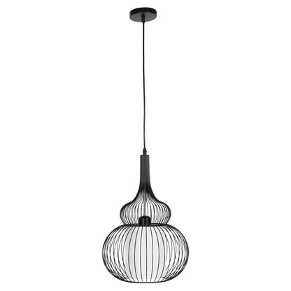 Ceiling Pendant Lamp Hm4185 Black Metal-white Cloth Φ30x115h Cm.