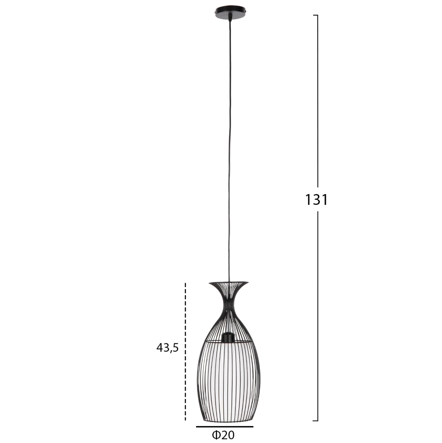 Ceiling Pendant Lamp Hm4186 Black Metal 20x20x131hcm.
