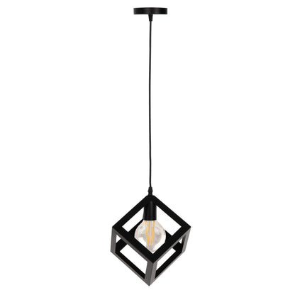 Ceiling Pendant Lamp Hm4192 Black Metal Cube 16x16x132hcm.