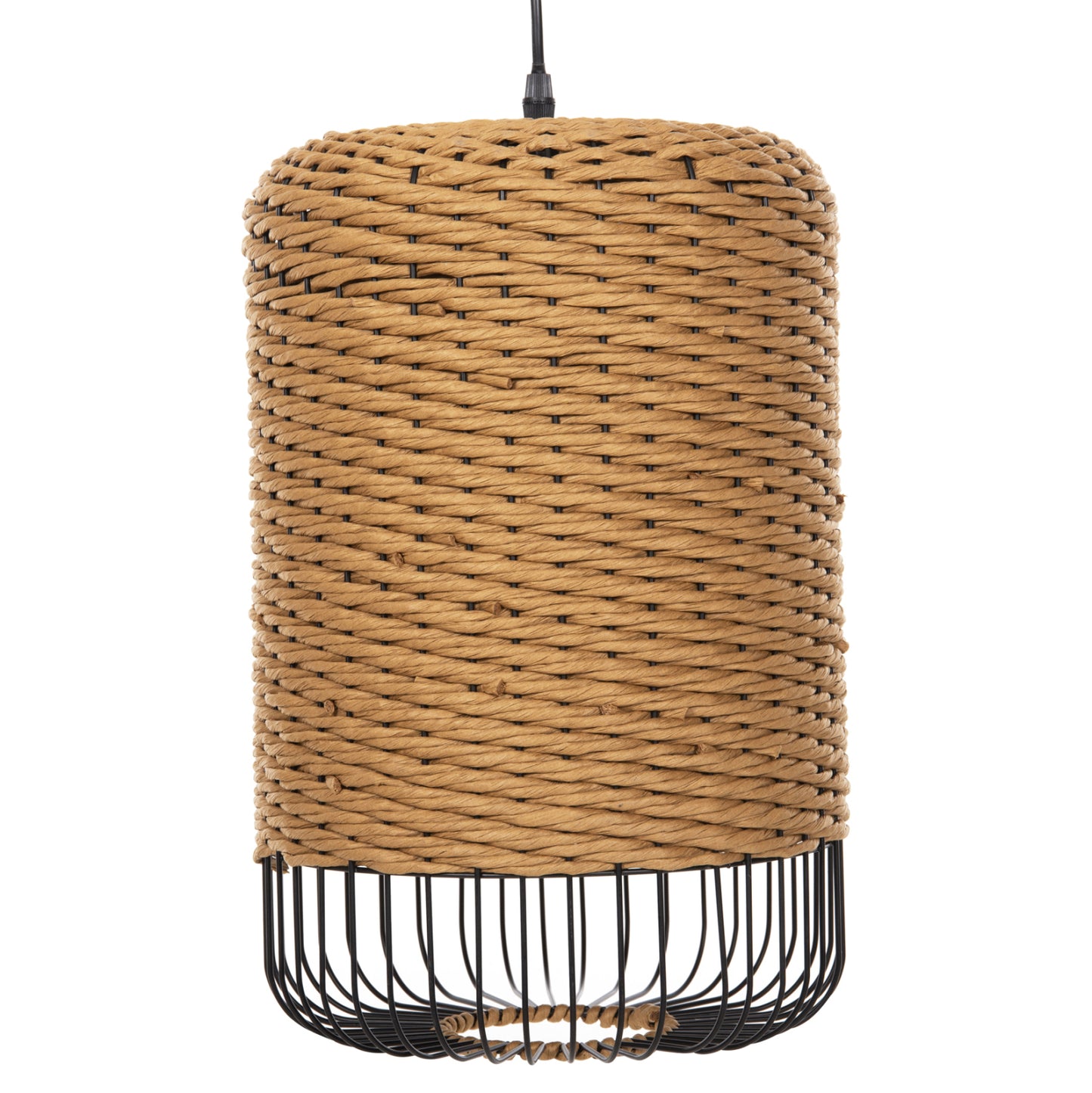 Ceiling Pendant Lamp Hm4340 Sand Beige Paper Rope-black Metal Frame Φ26x40-120hcm.