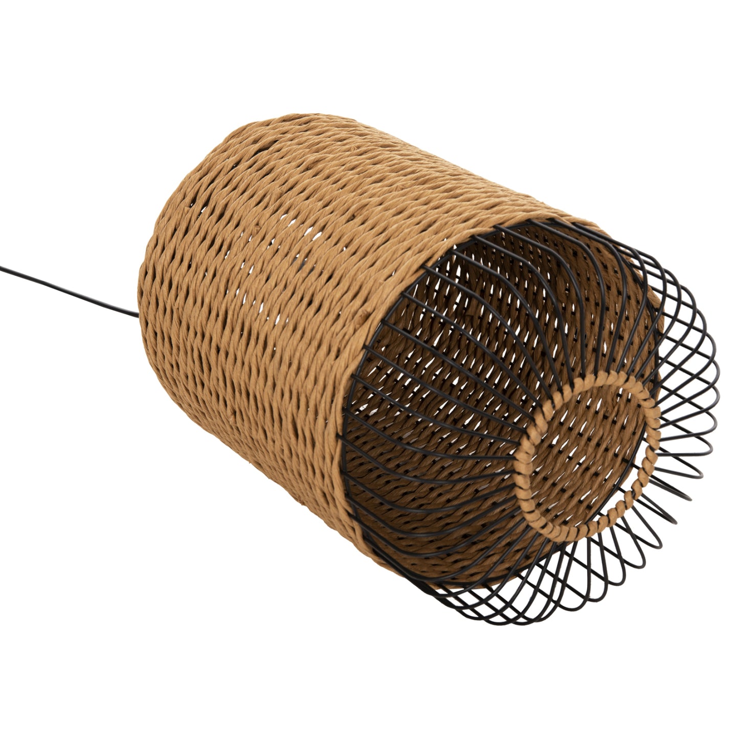 Ceiling Pendant Lamp Hm4340 Sand Beige Paper Rope-black Metal Frame Φ26x40-120hcm.