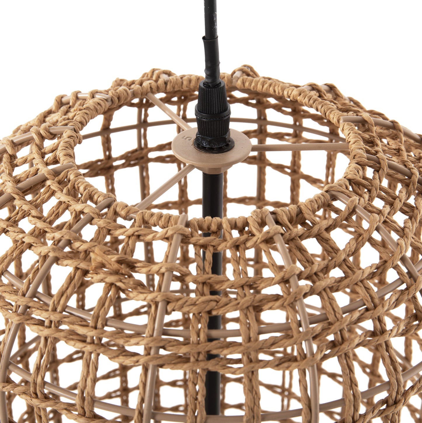 Ceiling Pendant Lamp Hm4344 Cylindrical-paper Rope ΙΝ San Beige-2 Bulbs Φ25x100-160hcm.
