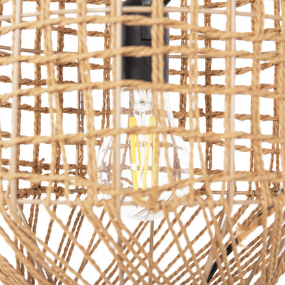 Ceiling Pendant Lamp Hm4344 Cylindrical-paper Rope ΙΝ San Beige-2 Bulbs Φ25x100-160hcm.