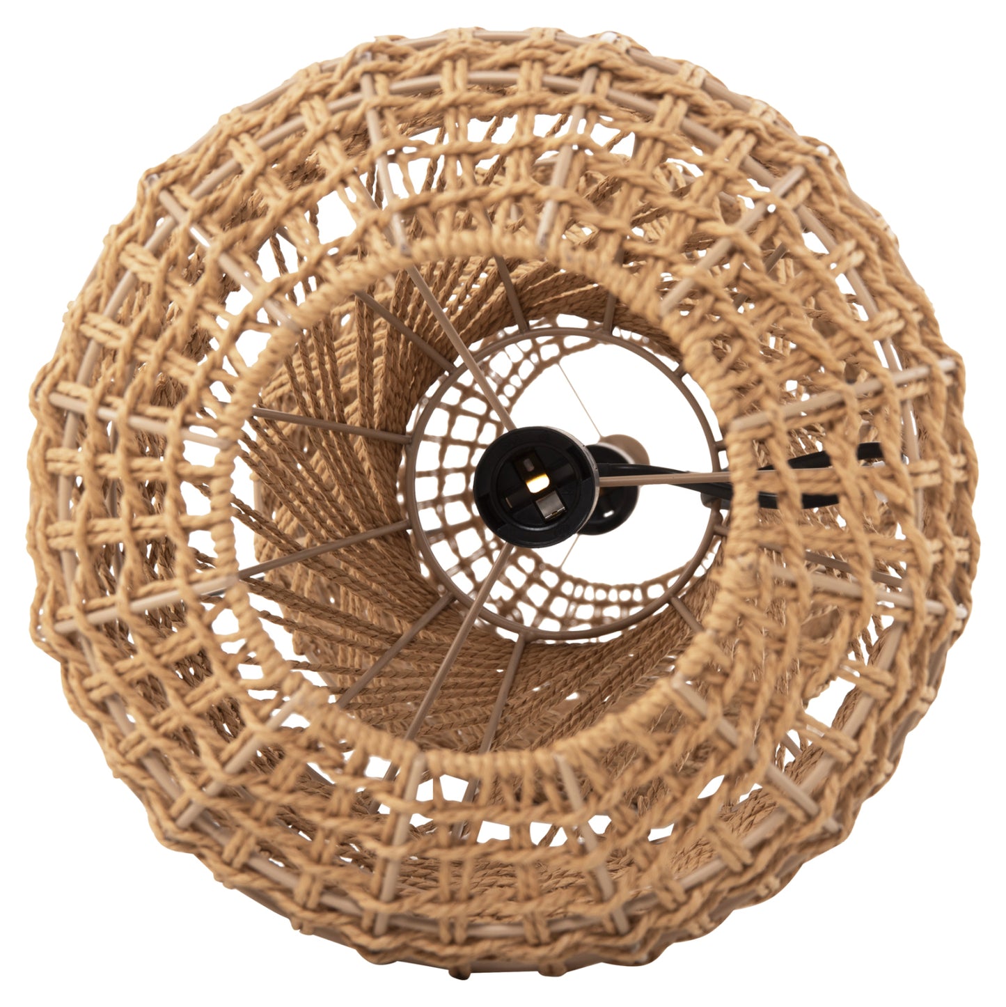 Ceiling Pendant Lamp Hm4344 Cylindrical-paper Rope ΙΝ San Beige-2 Bulbs Φ25x100-160hcm.