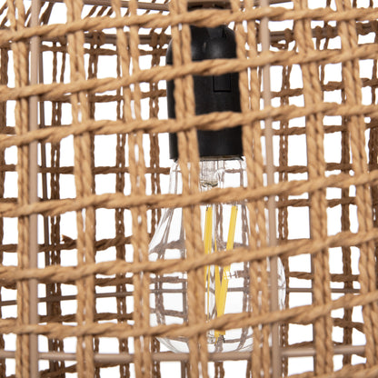 Ceiling Pendant Lamp Hm4345 Cylindrical-paper Rope ΙΝ Sand Beige-2 Bulbs Φ30,5x132hcm.