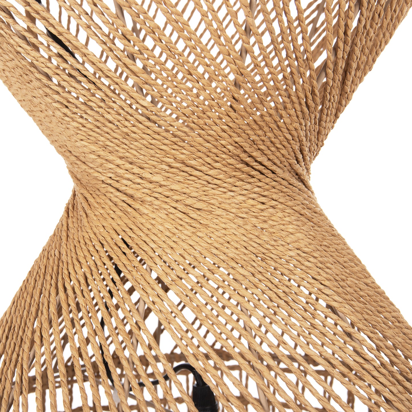 Ceiling Pendant Lamp Hm4345 Cylindrical-paper Rope ΙΝ Sand Beige-2 Bulbs Φ30,5x132hcm.
