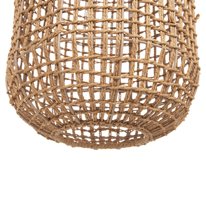 Ceiling Pendant Lamp Hm4345 Cylindrical-paper Rope ΙΝ Sand Beige-2 Bulbs Φ30,5x132hcm.