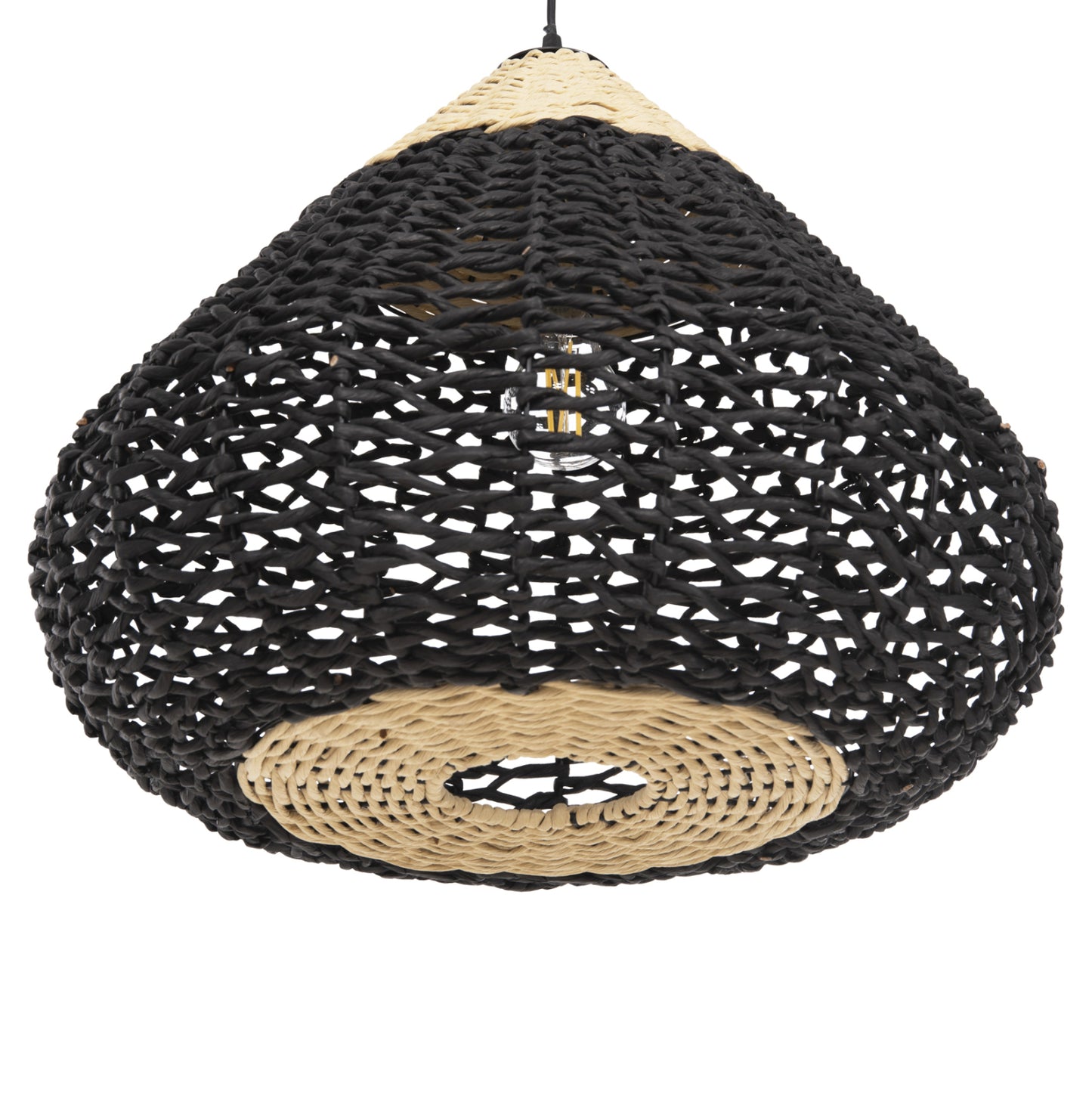 Ceiling Pendant Lamp Hm4346 Paper Rope ΙΝ Beige And Black Φ55,5x44hcm.