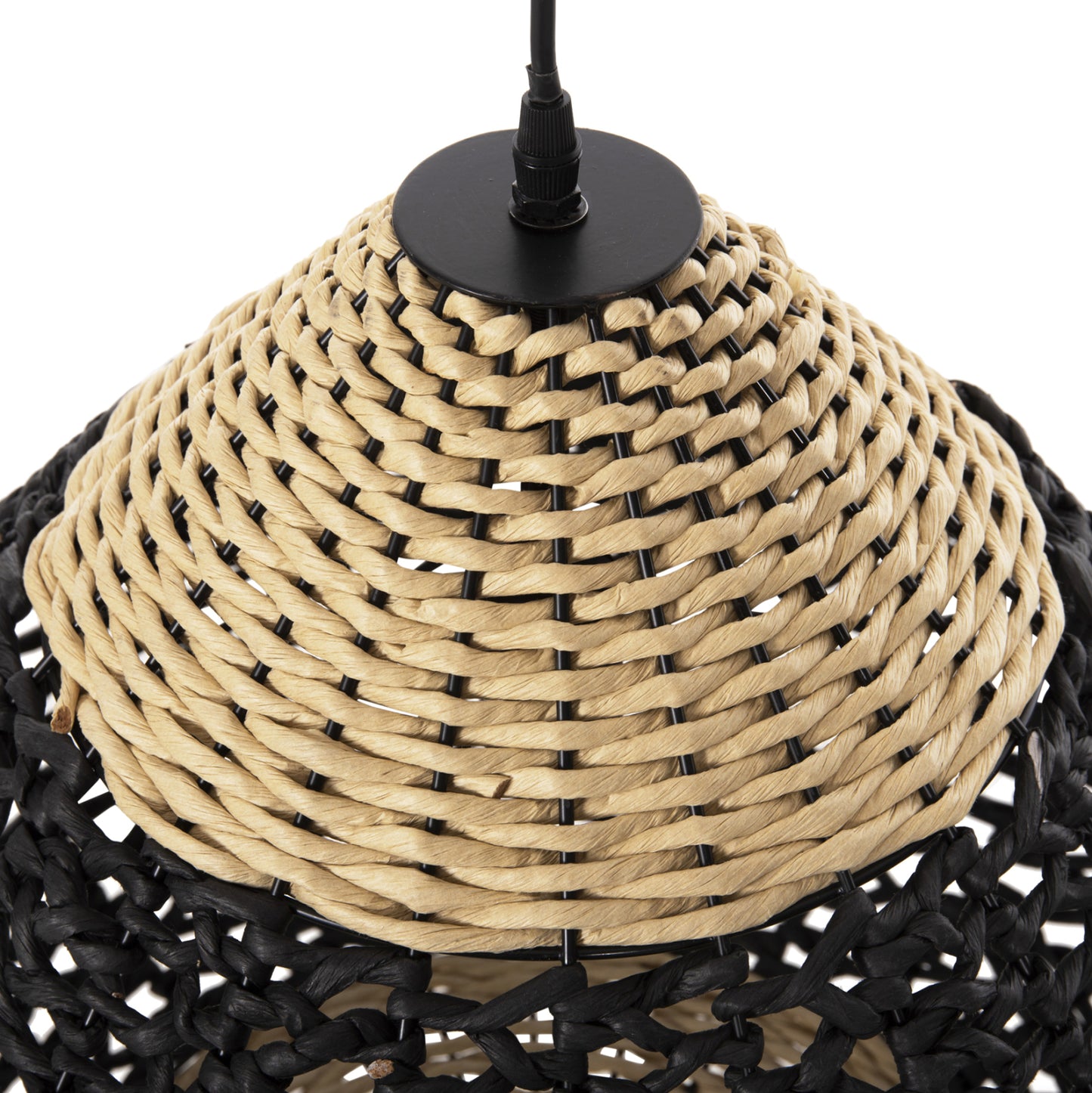 Ceiling Pendant Lamp Hm4346 Paper Rope ΙΝ Beige And Black Φ55,5x44hcm.