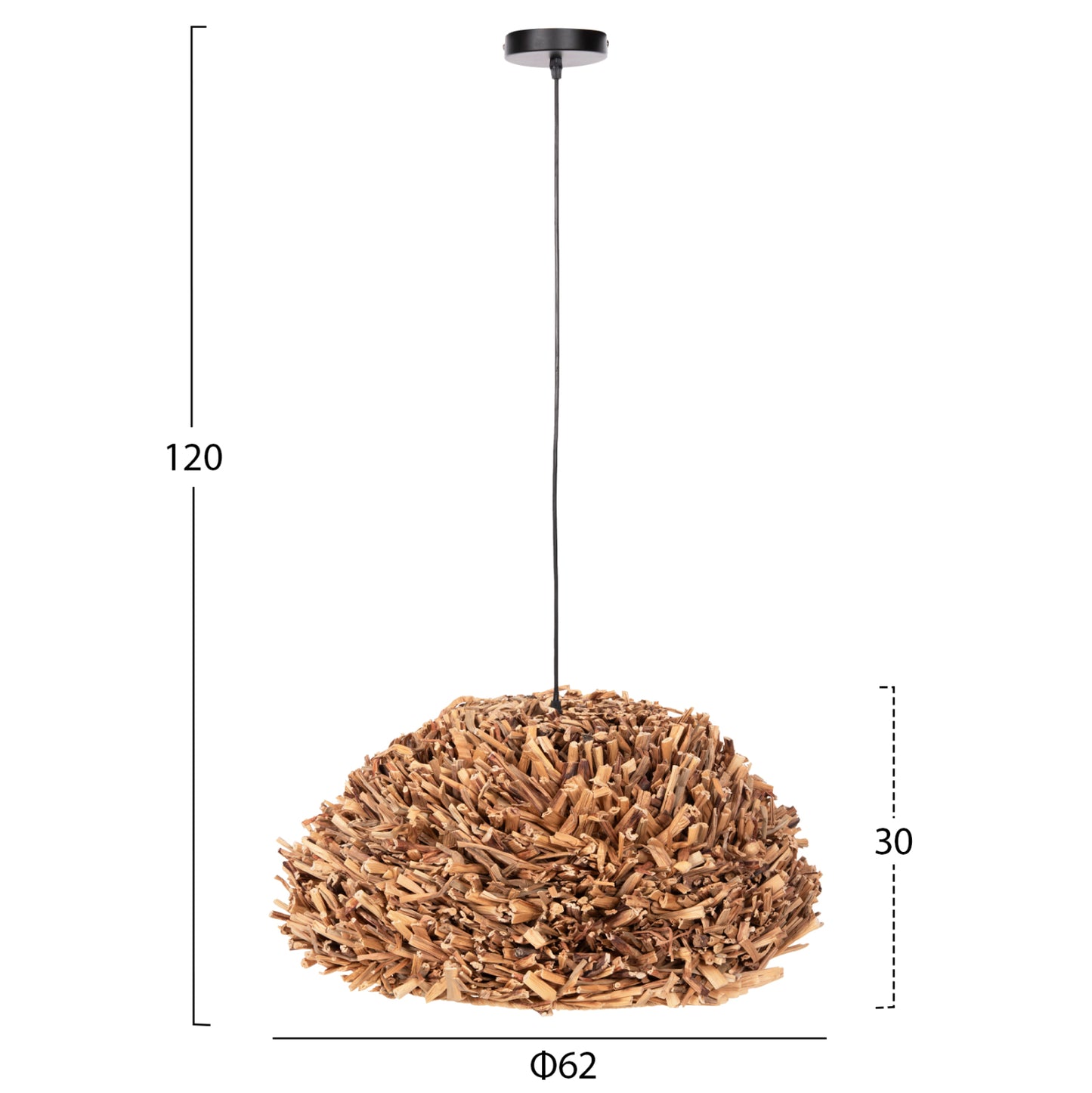 Ceiling Pendant Lamp Hm4353 Water Hyacinth In Natural Color Φ62x30-120hcm.