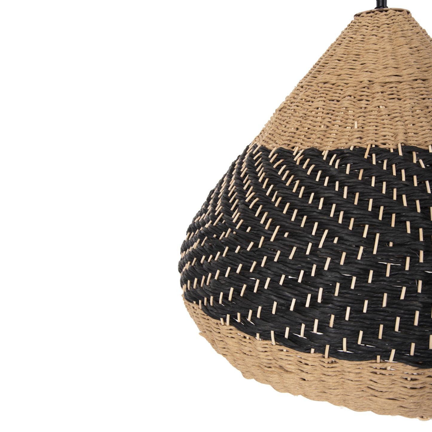 Ceiling Pendant Lamp Hm4354 Natural Rattan-paper Rope-natural&black Color Φ54x42-145hcm.