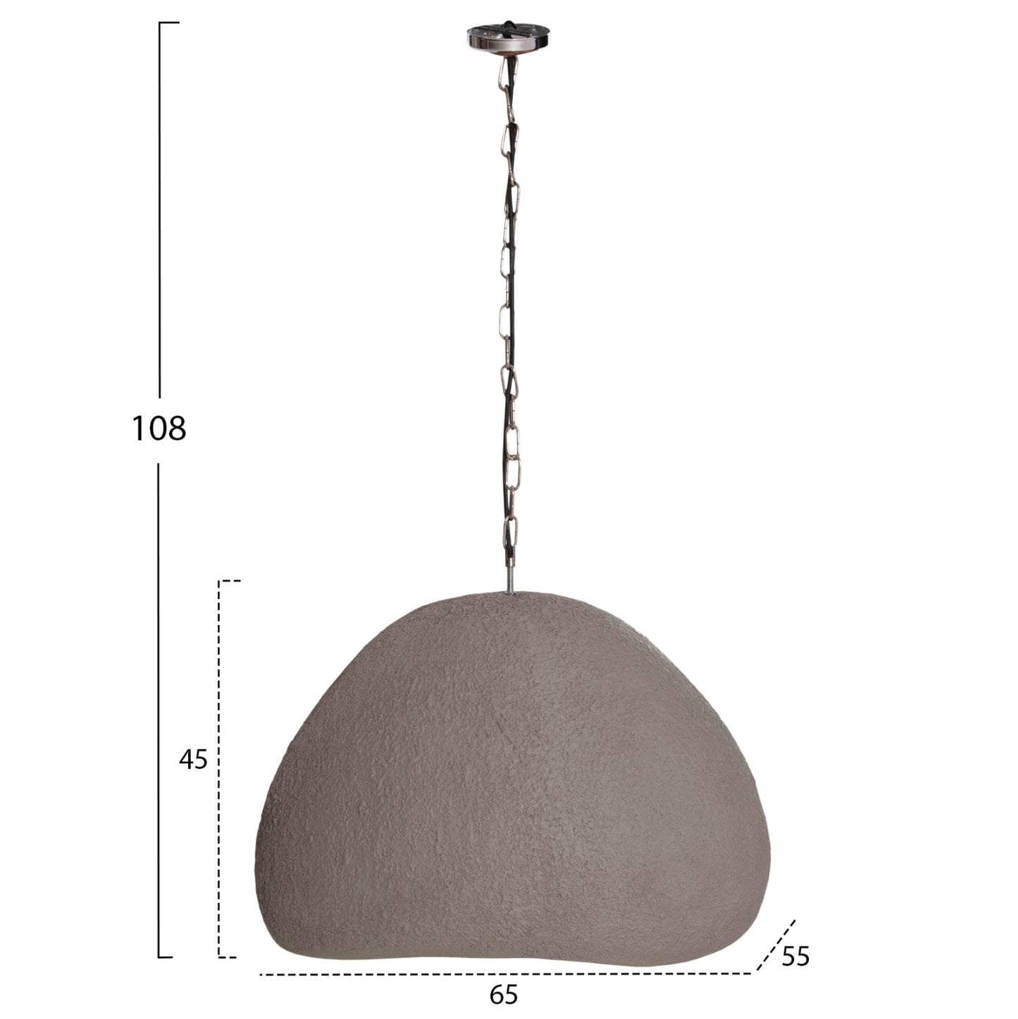 Ceiling Pendant Lamp Jaylen Hm4703.03l Fiber Cement In Grey 65x55x45hcm
