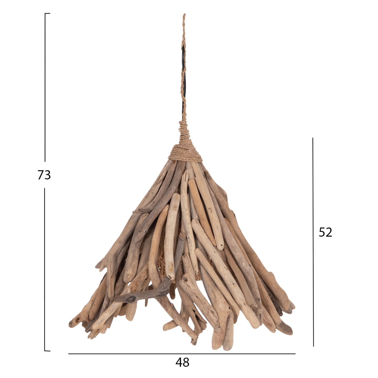 Ceiling Pendant Lamp Treit Hm4875 Driftwood In Natural 48x54x52-73hcm.[1xΕ27]
