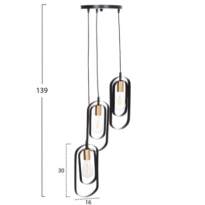 Ceiling Pendant Lamp Biut Hm7528.11 Black Metal-gold Socket Φ23x139hcm.