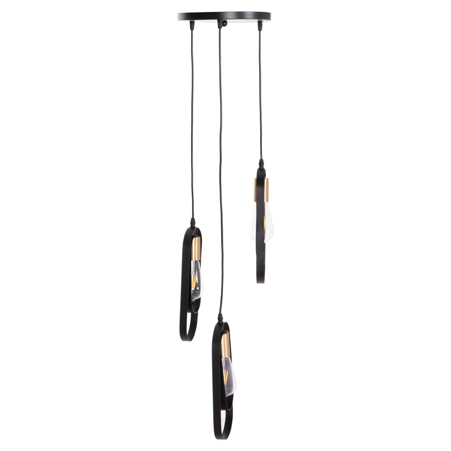 Ceiling Pendant Lamp Biut Hm7528.11 Black Metal-gold Socket Φ23x139hcm.