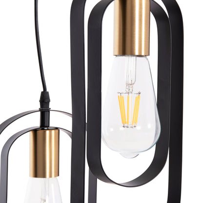 Ceiling Pendant Lamp Biut Hm7528.11 Black Metal-gold Socket Φ23x139hcm.