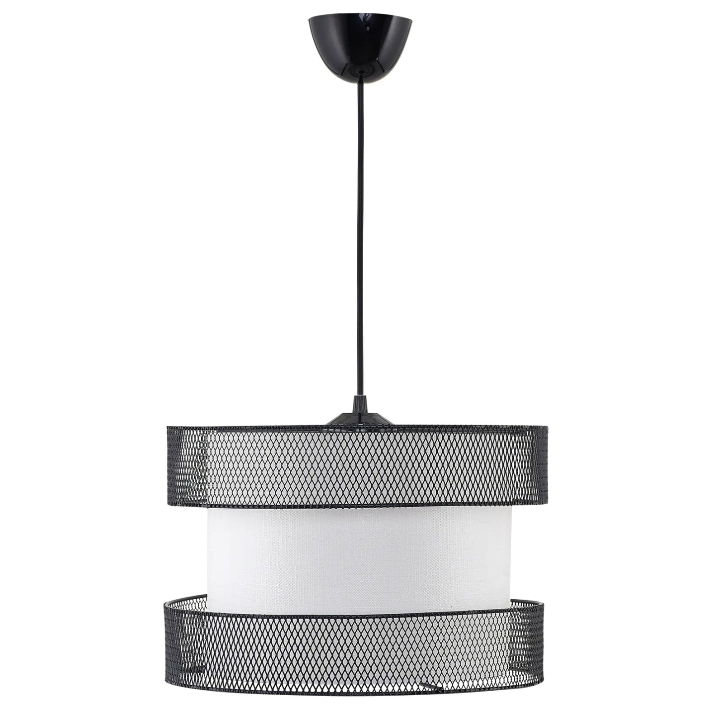 Ceiling Pendant Fb97658.01, Black Metal, White Fabric, Φ30x65