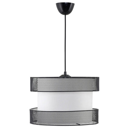 Ceiling Pendant Fb97658.01, Black Metal, White Fabric, Φ30x65