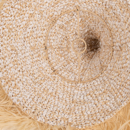 Ceiling Pendant Lamp Hm7816 Palm Leaf Fiber Fringes In Natural Color Φ53x45hcm