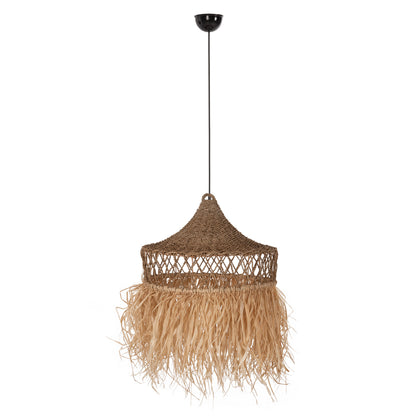 Ceiling Pendant Lamp Hm7820 Palm Leaf Fibers And Seagrass Fringes In Natural Φ62x42hcm.
