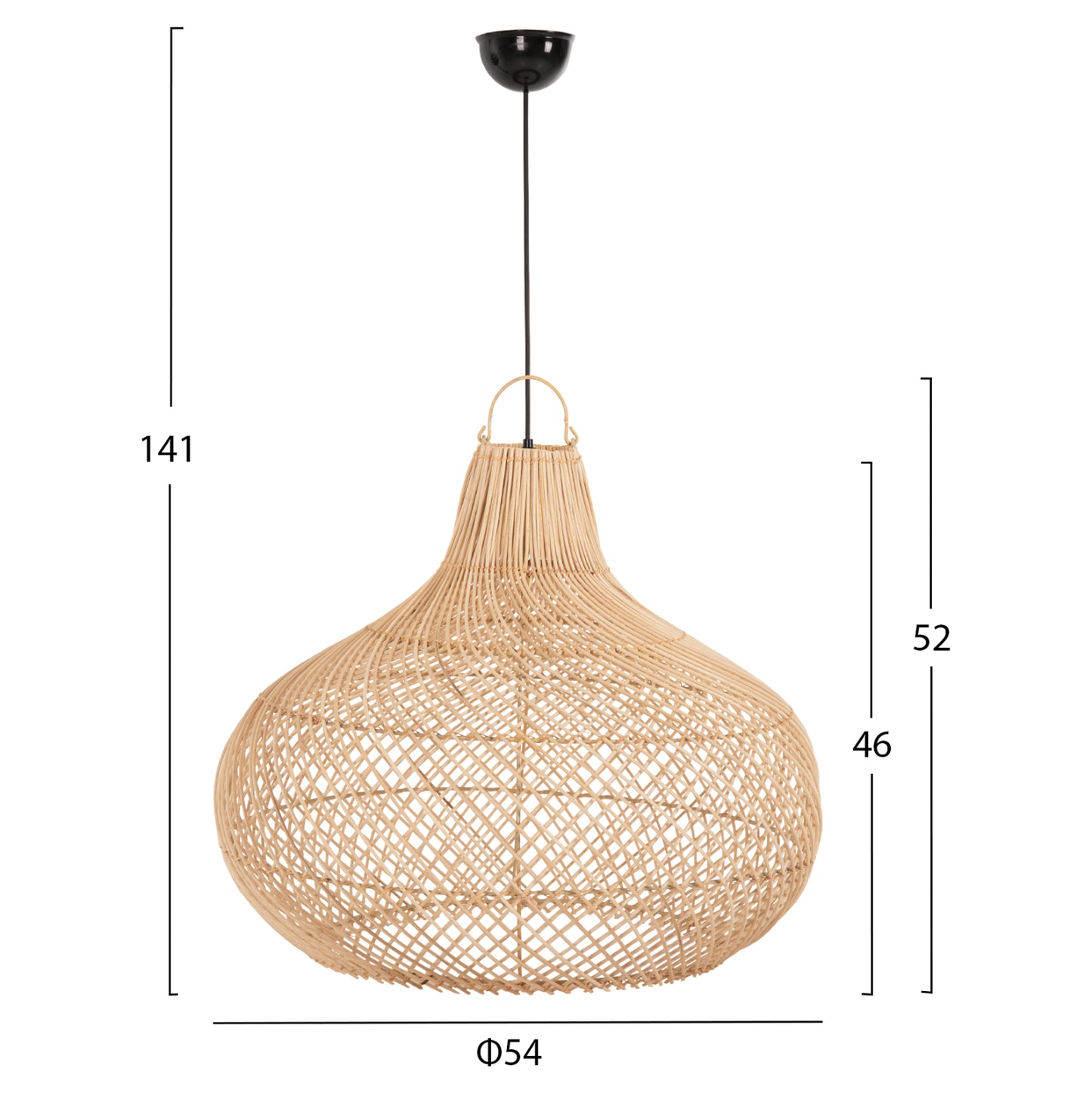 Ceiling Pendant Lamp Hm7860 Natural Rattan In Natural Color Φ54x46-141hcm.