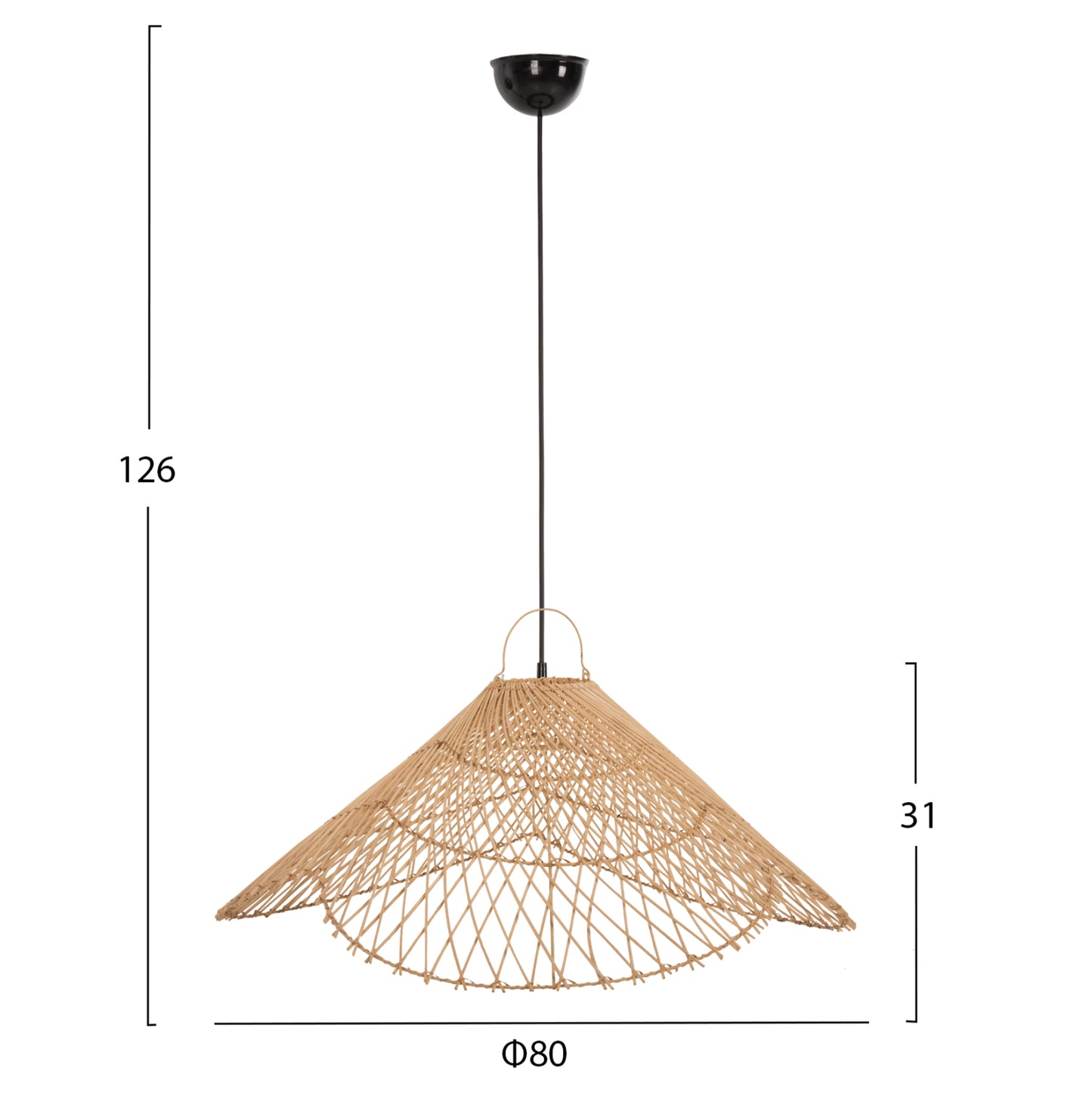 Ceiling Pendant Lamp Hm7879.02 Rattan In Natural Color Φ80x31x126hcm.