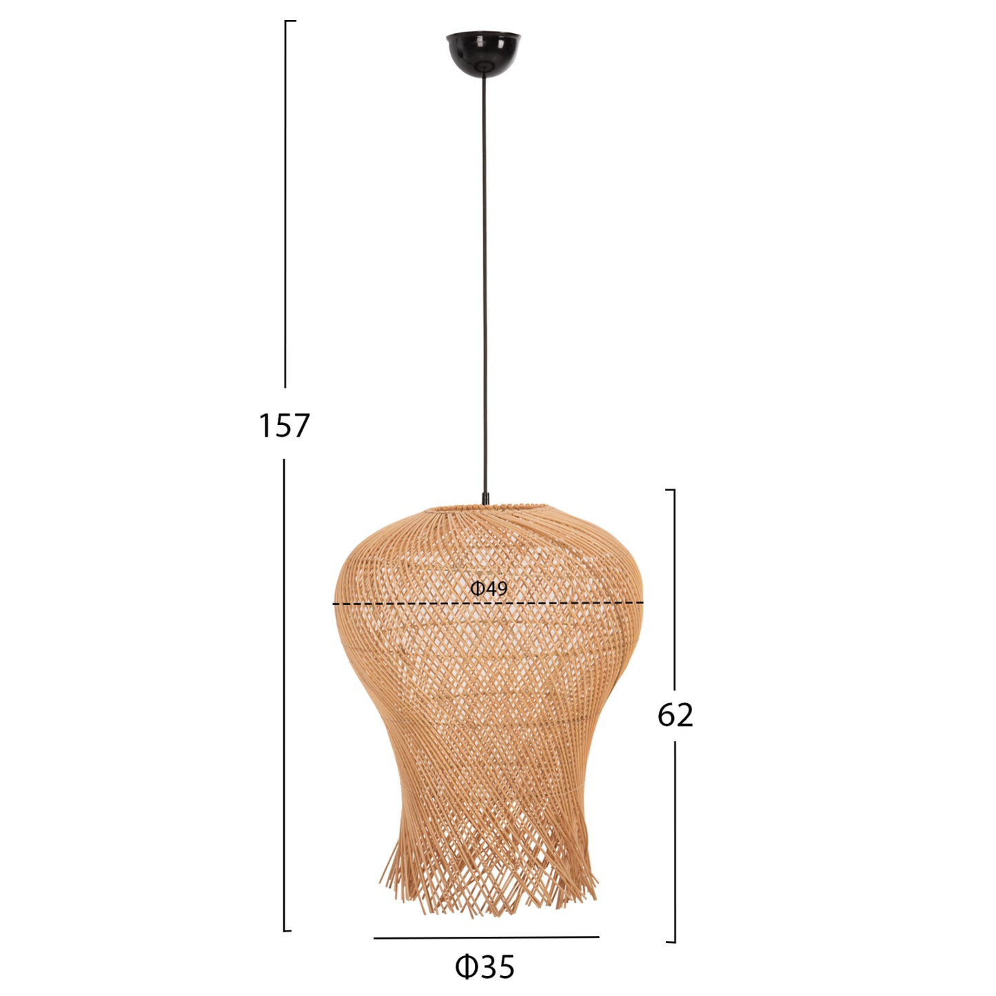 Ceiling Pendant Lamp Hm7882 Rattan In Natural Color Φ49x157hcm.