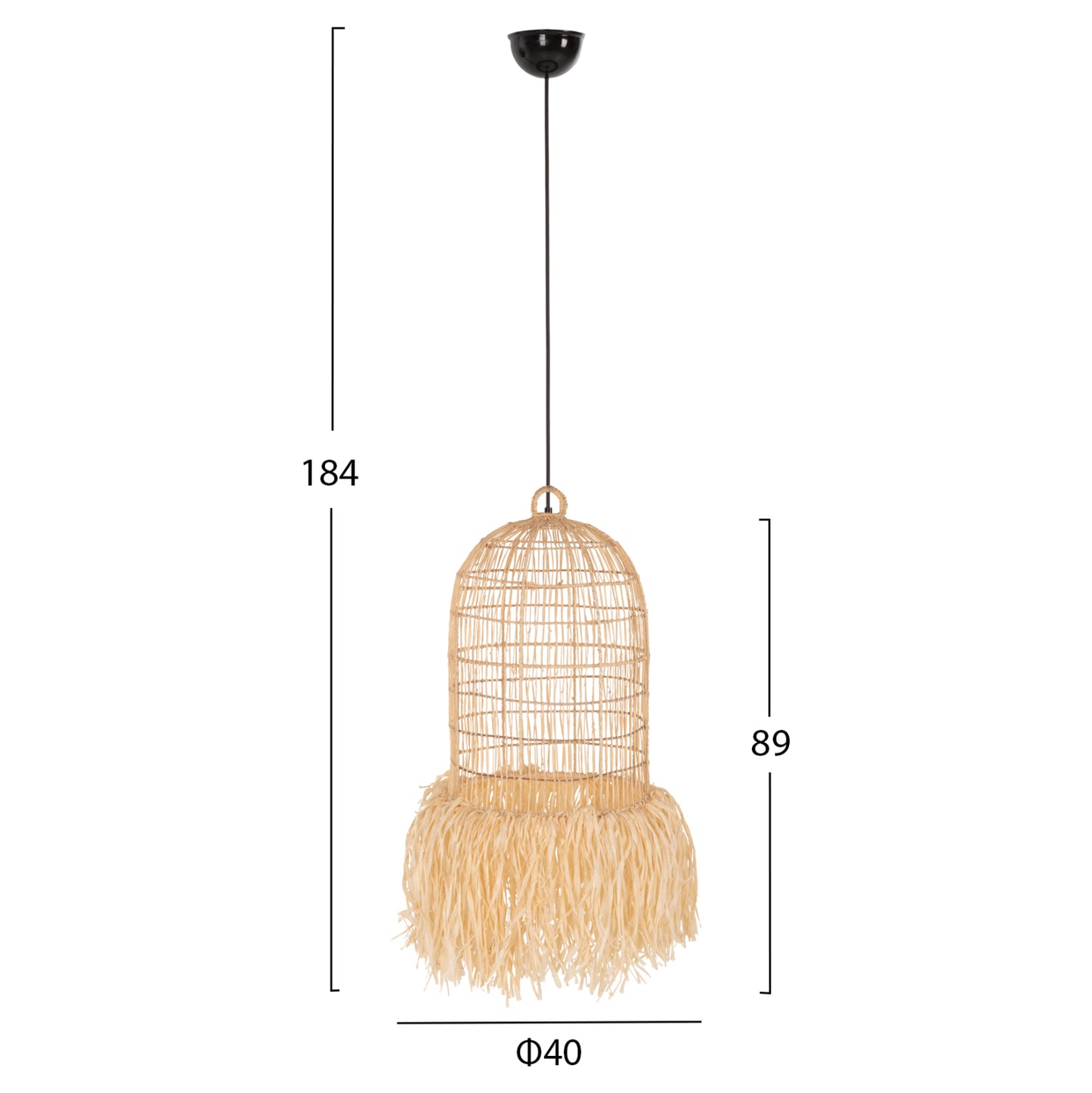 Ceiling Pendant Lamp ΗΜ7889 Palm Leaf Fibers In Natural Color Φ40x55hcm.
