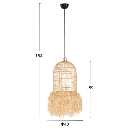 Ceiling Pendant Lamp ΗΜ7889 Palm Leaf Fibers In Natural Color Φ40x55hcm.